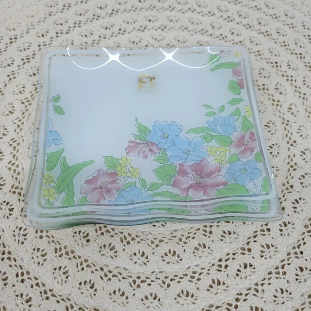 Set of 5 Vintage FC Japan Glass Plates, Tip Trays